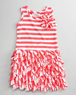  Striped Bias Ruffle Jersey Dress, 12 14 months   