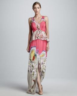 Vera Wang Printed Chiffon Gown   