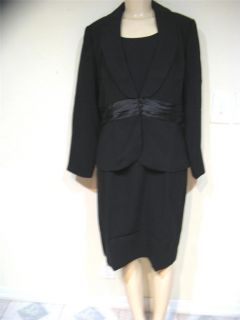  Black Jacket Dress Mother of Bride Groom Formal Size 14 16 M L