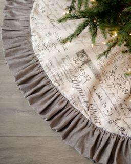 French Laundry Home Joyeux Noel Script Christmas Tree Skirt   Neiman