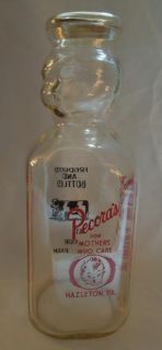 Pecoras Dairy Baby Top Four sided Pyroglazed Quart MIlk Bottle