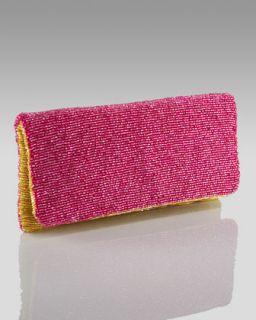 Moyna Beaded Colorblock Clutch, Pink/Yellow   