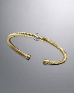 Y16RN David Yurman Cable Classics Bracelet, Pave Diamond, 4mm