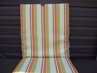 New Orange Cream Sage Striped Outdoor Patio Cushions