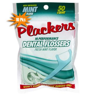 10 pks 500 Plackers High Performance Mint Dental Flossers