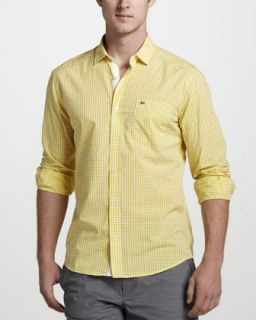 N21N1 Lacoste Gingham Sport Shirt, Starfruit Yellow