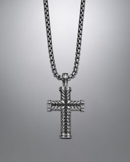 Yurman Chevron Cross Necklace, Black Diamond, 22   