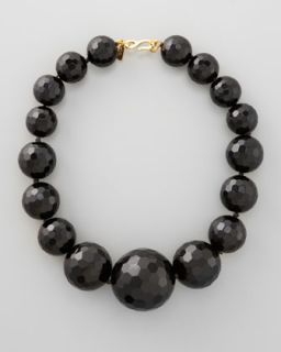 Kenneth Jay Lane Graduated Black Agate Necklace   