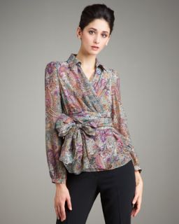 Etro Spread Collar Wrap Blouse   