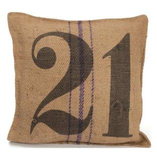  Vintage Burlap Sack Printed Toss Pillow  Number 21