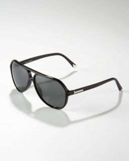 Dolce & Gabbana Large Plastic Aviator Sunglasses, Black   Neiman