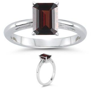 47 Cts Garnet Solitaire Ring in 18K White Gold 3.0 Jewelry 