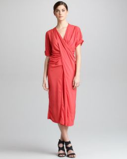 B20TF Donna Karan Asymmetric Draped Crepe Dress