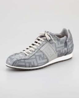 N21PQ Fendi Logo Rubber Paneled Sneaker, Gray