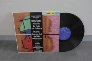 Joseph Fuchs Violin Hindemith Concerto Mozart Concerto No 3 Everest LP
