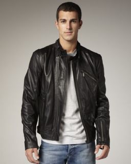 Just Cavalli Leather Bomber Jacket   