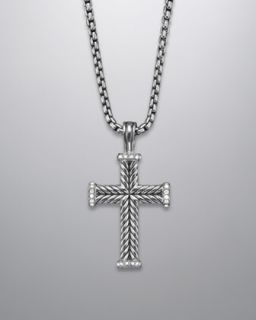 david yurman pave diamond chevron cross necklace 22 l