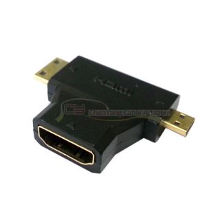 Combo Micro HDMI Male Mini HDMI Male to HDMI 1 4 Female 90 Degree 2in1