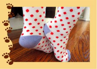 Well Worn Cutie Red Polka Dot Socks Private Auction ♥