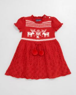 42K2 Ralph Lauren Childrenswear Reindeer Cable Knit Dress