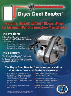 Tjernlund Lint Blitzer Duct Booster for Dryer Model LB1