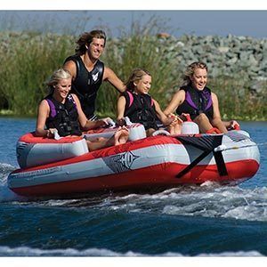 HO Sports Atomic 4 Person Towable Jet Ski Boat Tube Rope Water Fun