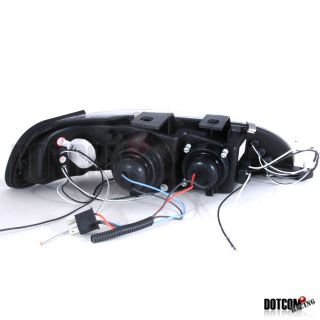 92 95 Civic Dual Halo Projector Head Lamps Glossy Black Smoke Lens
