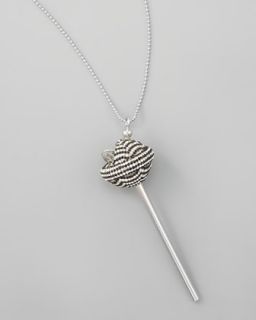 Silver Crystal Encrusted Lollipop Necklace, Black/White