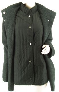 Hilary Radley New York Womens 3 in 1 Charcoal Wool Coat Quilted Jacket