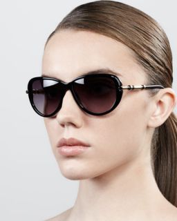 D0G85 Givenchy Semi Round Gradient Butterfly Sunglasses, Shiny Black