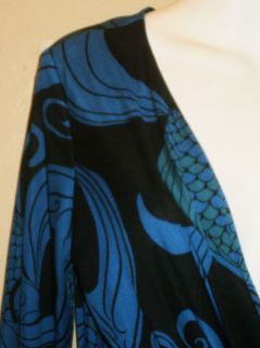 Mara Hoffman Silk Jersey Twist Front Dress Sz L Blue Black