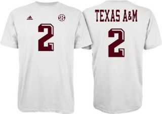  Texas A&M Aggies White Jersey Name and Number T shirt Clothing