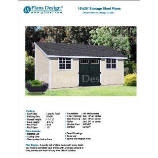 10 x 20 Deluxe Shed Plans, Lean To Roof Style Design # D1020L