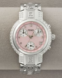 Fendi Zucca Chronograph Watch, Small Stainless Steel   