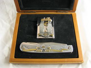 Harley Davidson Zippo Lighter and Case Knife Set from 1996