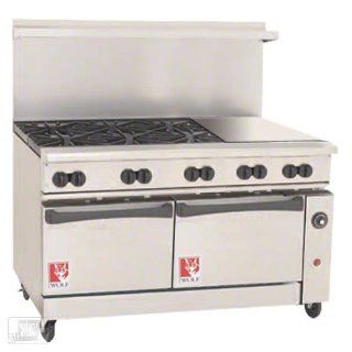 Wolf C60 SS 6B 24G N 60 Gas Open Burner/Griddle Top