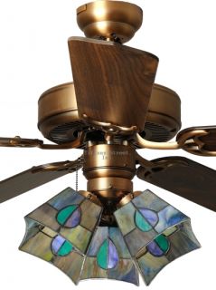 Leaf 3 Light Tiffany Style Stained Glass Ceiling Fan