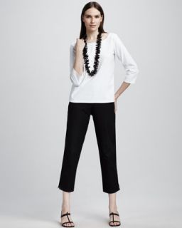 T58GN Eileen Fisher Slim Twill Ankle Pants