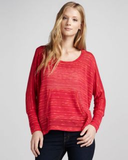 T5QPS Splendid Norwegian Loose Slub Sweater, Fuchsia