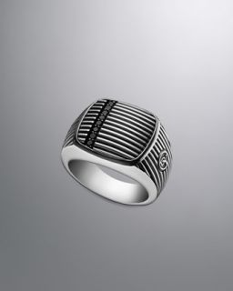 N1U71 David Yurman Royal Cord Ring, Pave Black Diamonds, 20mm