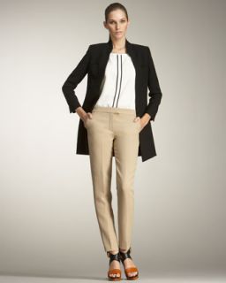 Fendi Long Jacket, Contrast Piped Blouse & Slim Pants   