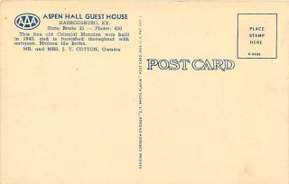 KY Harrodsburg Aspen Hall Guest House Very Early T56347