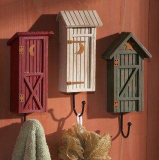 Set of 3 PC Decorative Country Outhouse Wall Hanger Hooks
