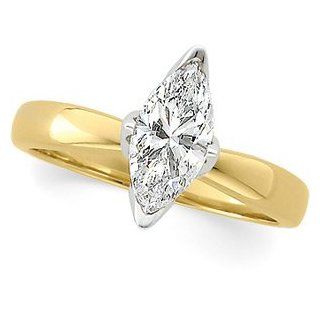 CT 14K Yellow Gold Marquise Tulipset Solitaire Jewelry 
