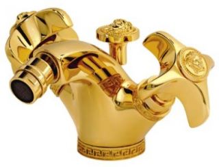 Versace Home Gold Single Hole Bidet Faucet Set Medusa Greek Key New