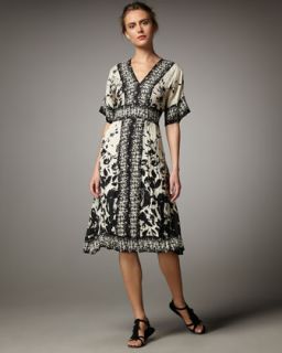 Kay Unger New York Draped Floral Print Dress   