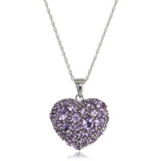 Sterling Silver Amethyst Heart Pendant Necklace, 18