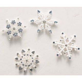 16 Rhinestone Accented Snowflake Christmas Broach Pins