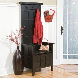Home Styles Mini Hall Tree Storage Solid Wood Bench
