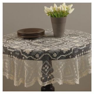 Handmade Tuscany Lace Tablecloth 45 Round White Beige